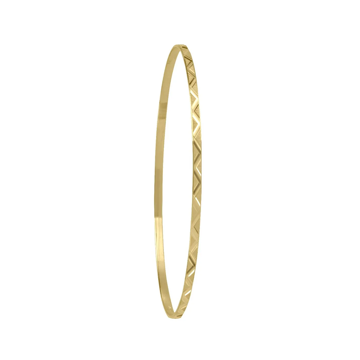 10K Gold (2mm) Diamond Cut Slip On Bangle