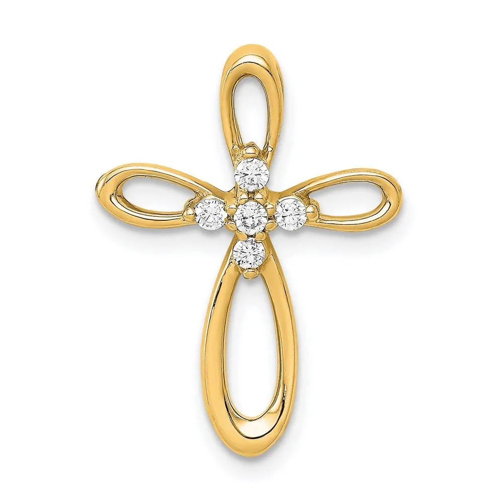 14k 1/10ct. Diamond Cross Chain Slide