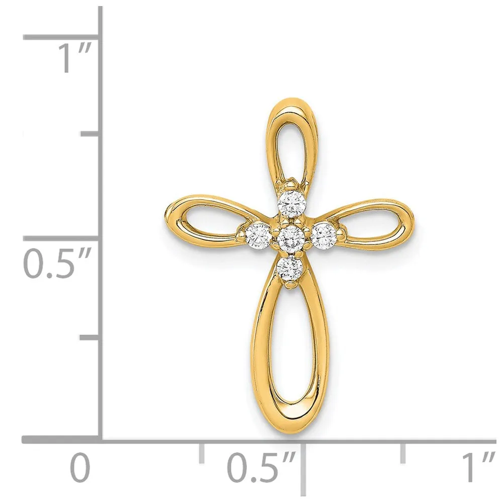 14k 1/10ct. Diamond Cross Chain Slide