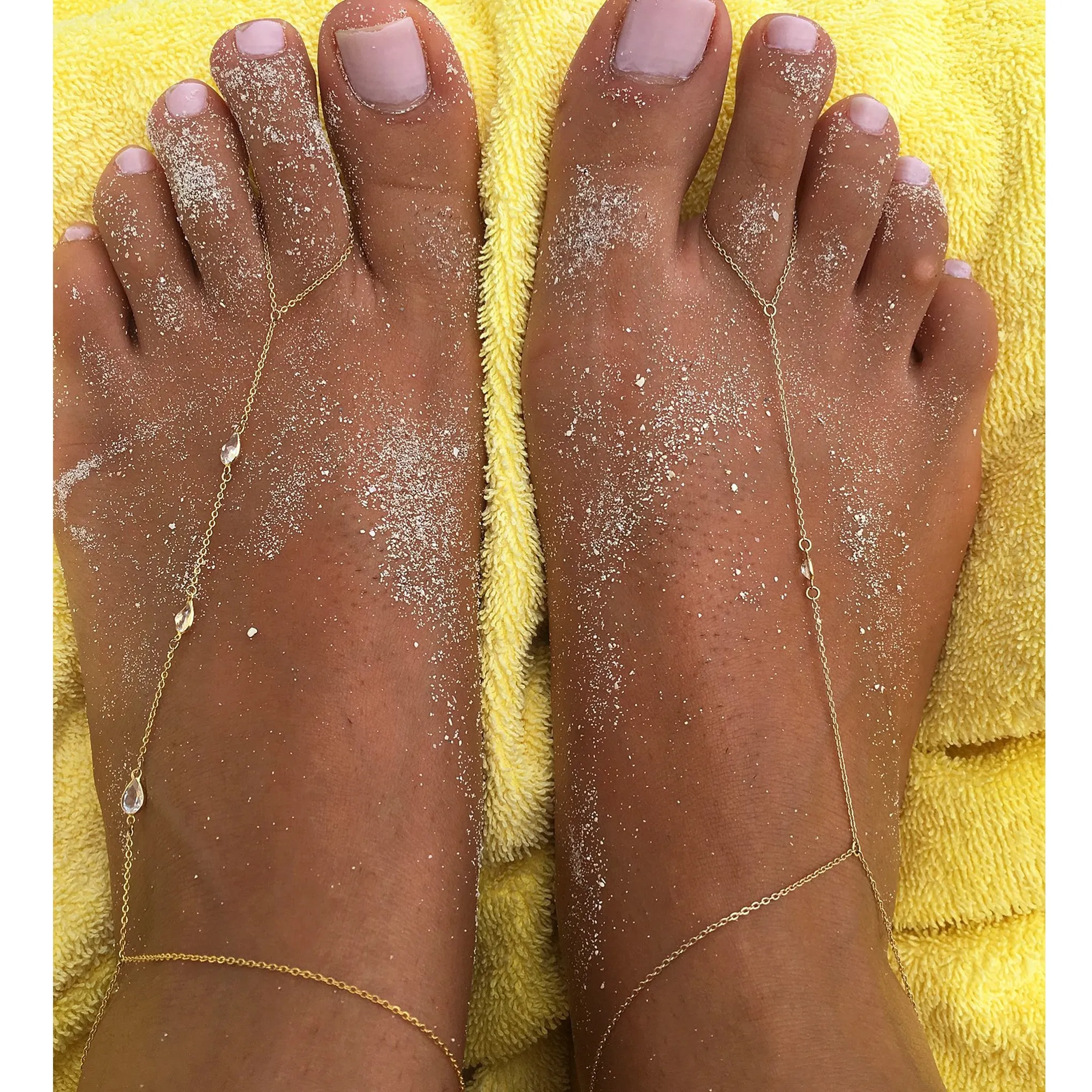 14K Gold Single Diamond Foot Lariat Ankle Bracelet