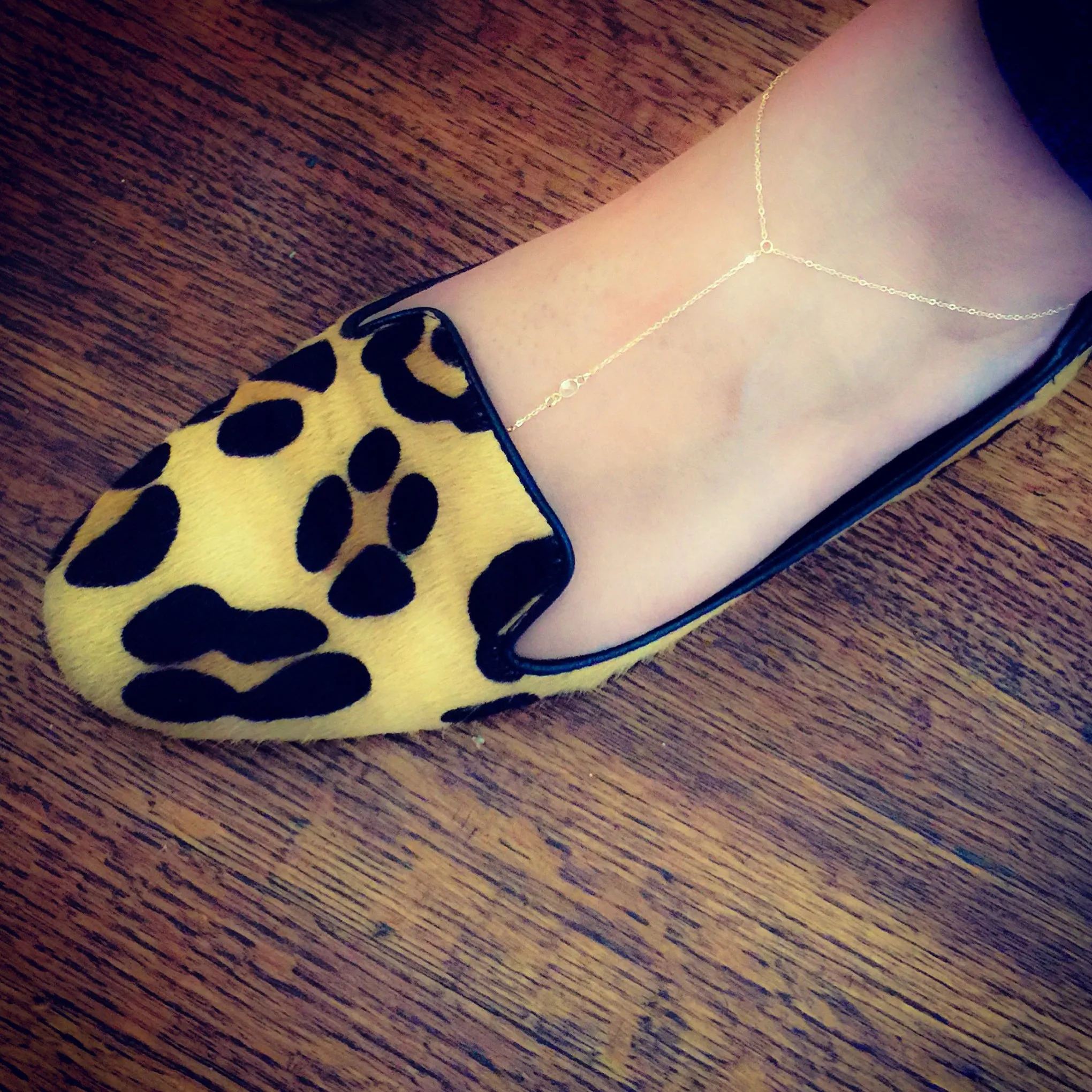14K Gold Single Diamond Foot Lariat Ankle Bracelet