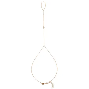 14K Gold Single Diamond Foot Lariat Ankle Bracelet