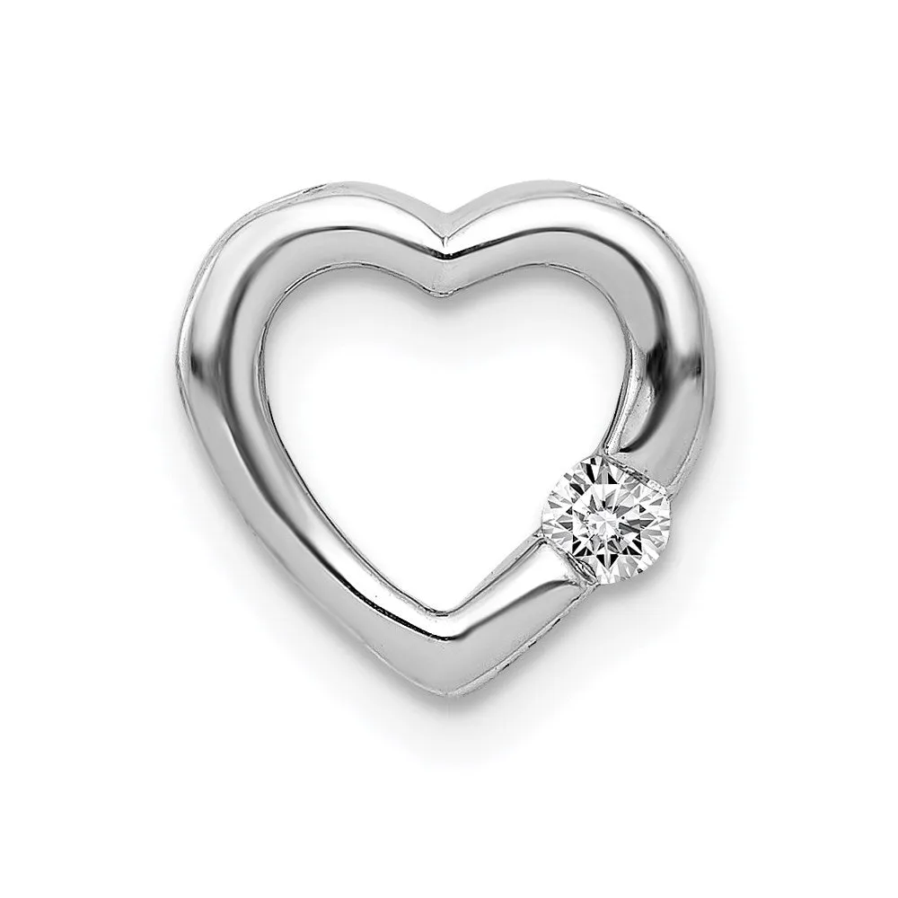 14k White Gold 1/20ct. Diamond Heart Chain Slide