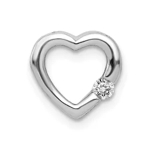 14k White Gold 1/20ct. Diamond Heart Chain Slide