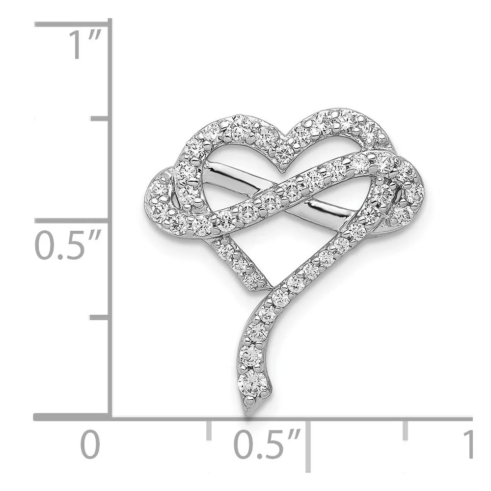 14k White Gold 1/2ct. Diamond Infinity and Heart Chain Slide