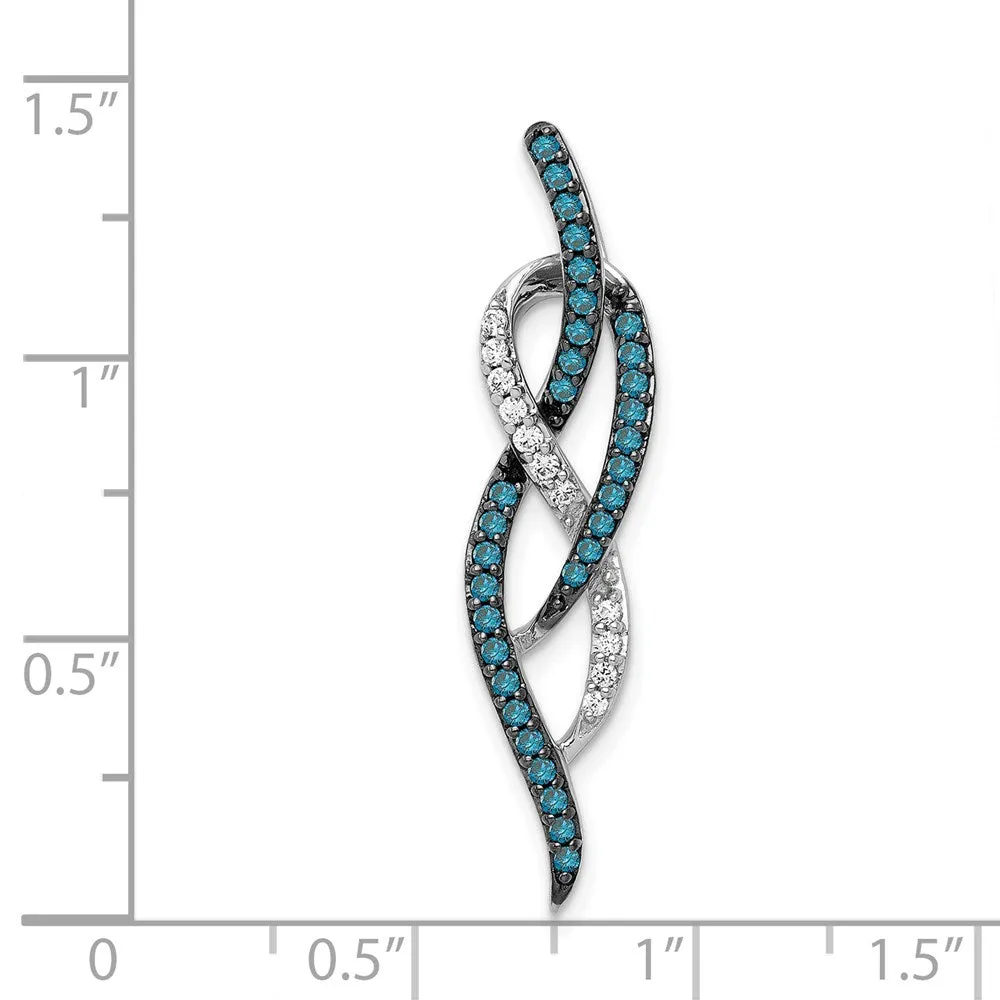 14k White Gold 1/3ct. Blue and White Diamond Fancy Chain Slide