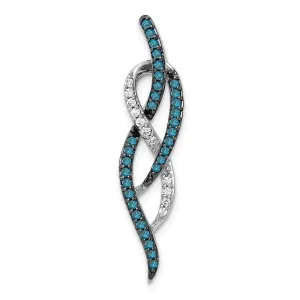 14k White Gold 1/3ct. Blue and White Diamond Fancy Chain Slide