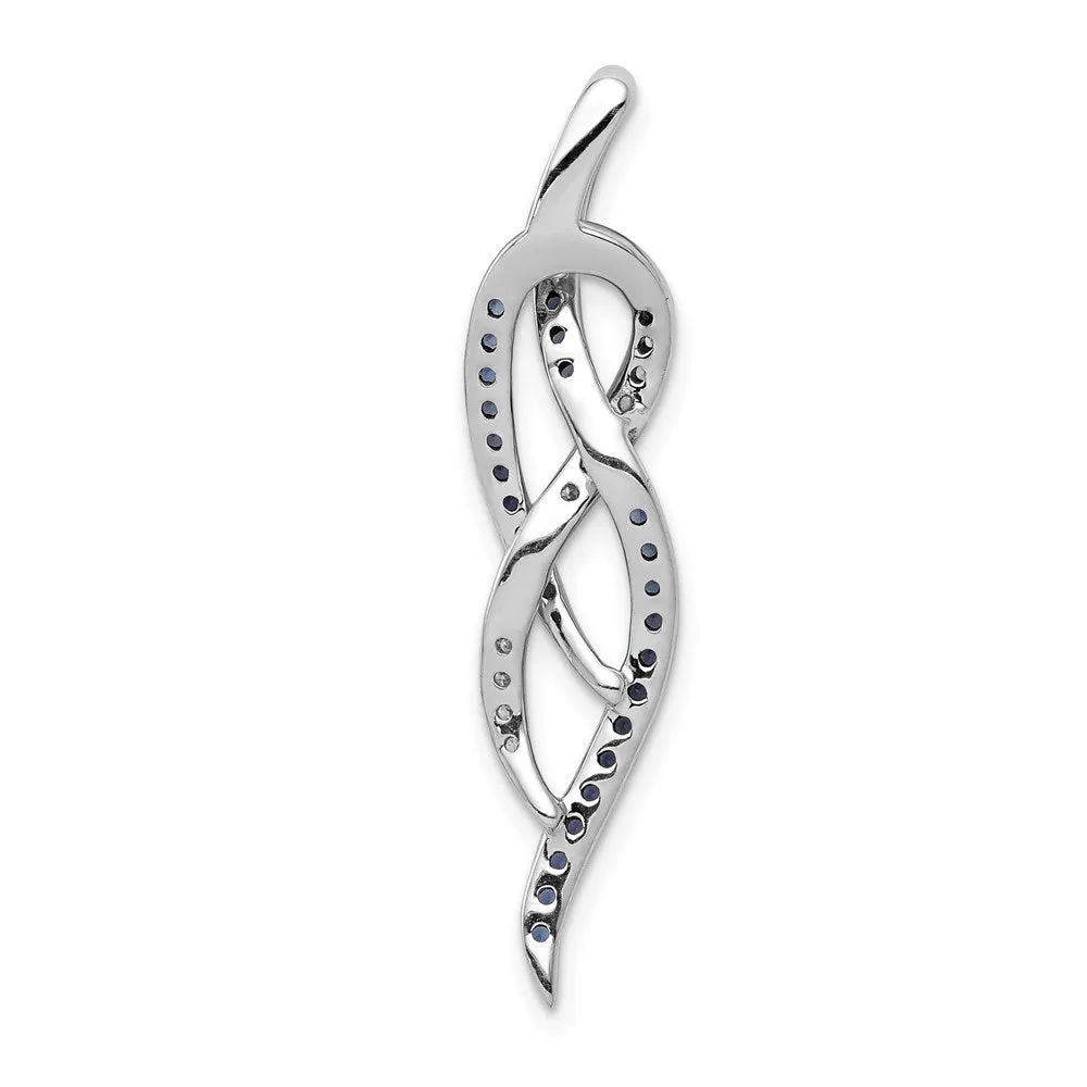 14k White Gold 1/3ct. Blue and White Diamond Fancy Chain Slide