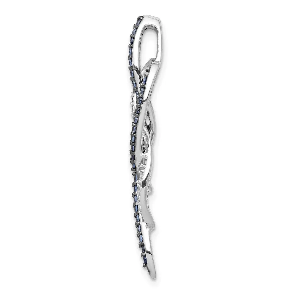 14k White Gold 1/3ct. Blue and White Diamond Fancy Chain Slide