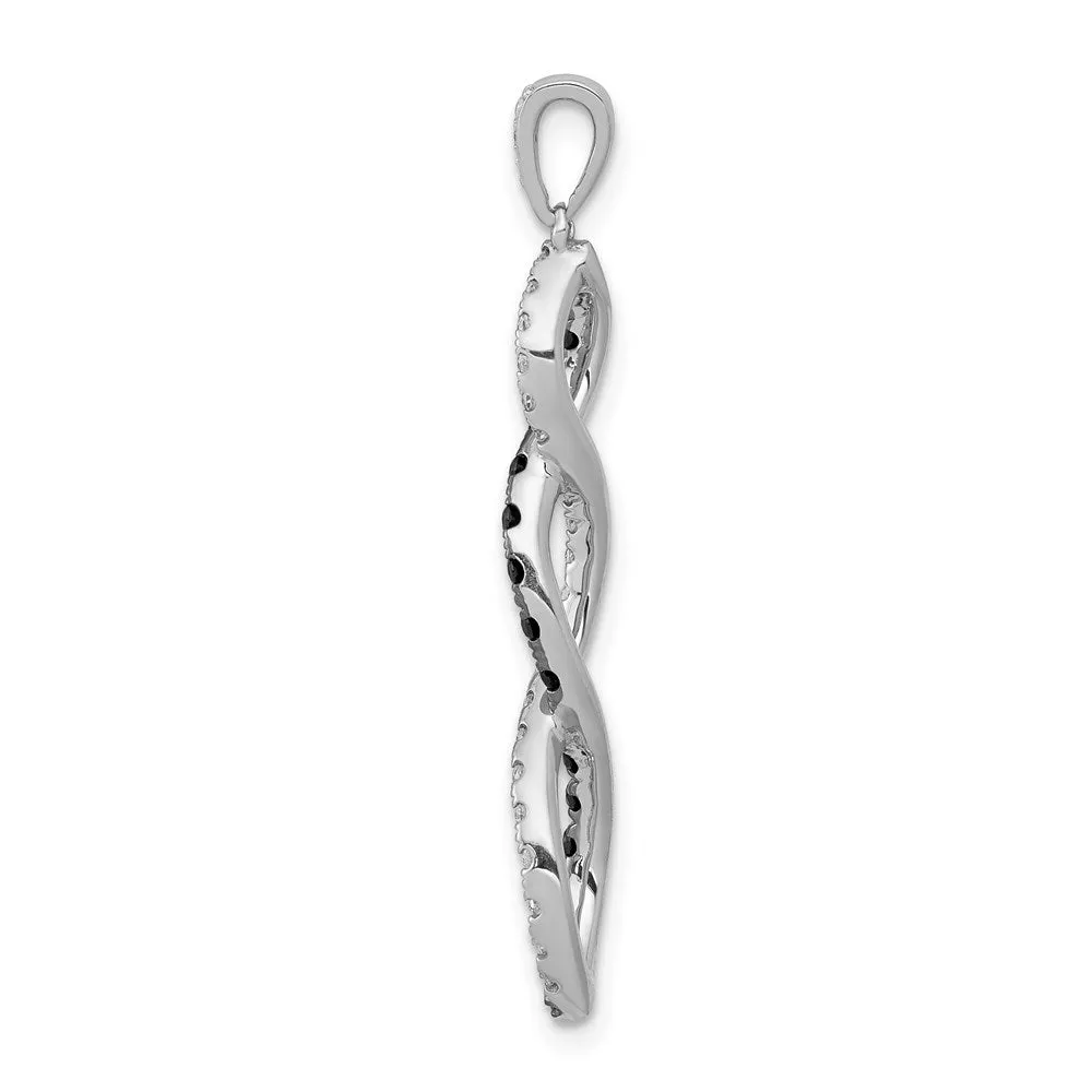 14k White Gold 1/4ct. Black and White Diamond Twisted Pendant