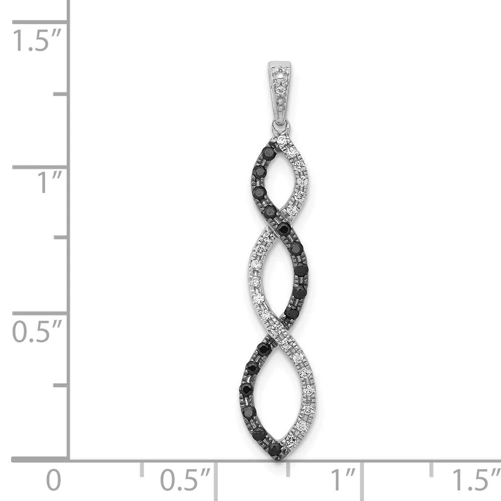 14k White Gold 1/4ct. Black and White Diamond Twisted Pendant