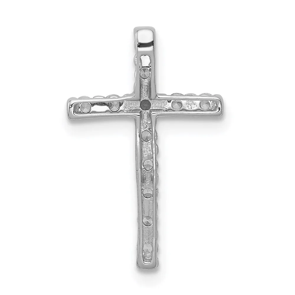 14k White Gold 1/4ct. Diamond Cross Chain Slide
