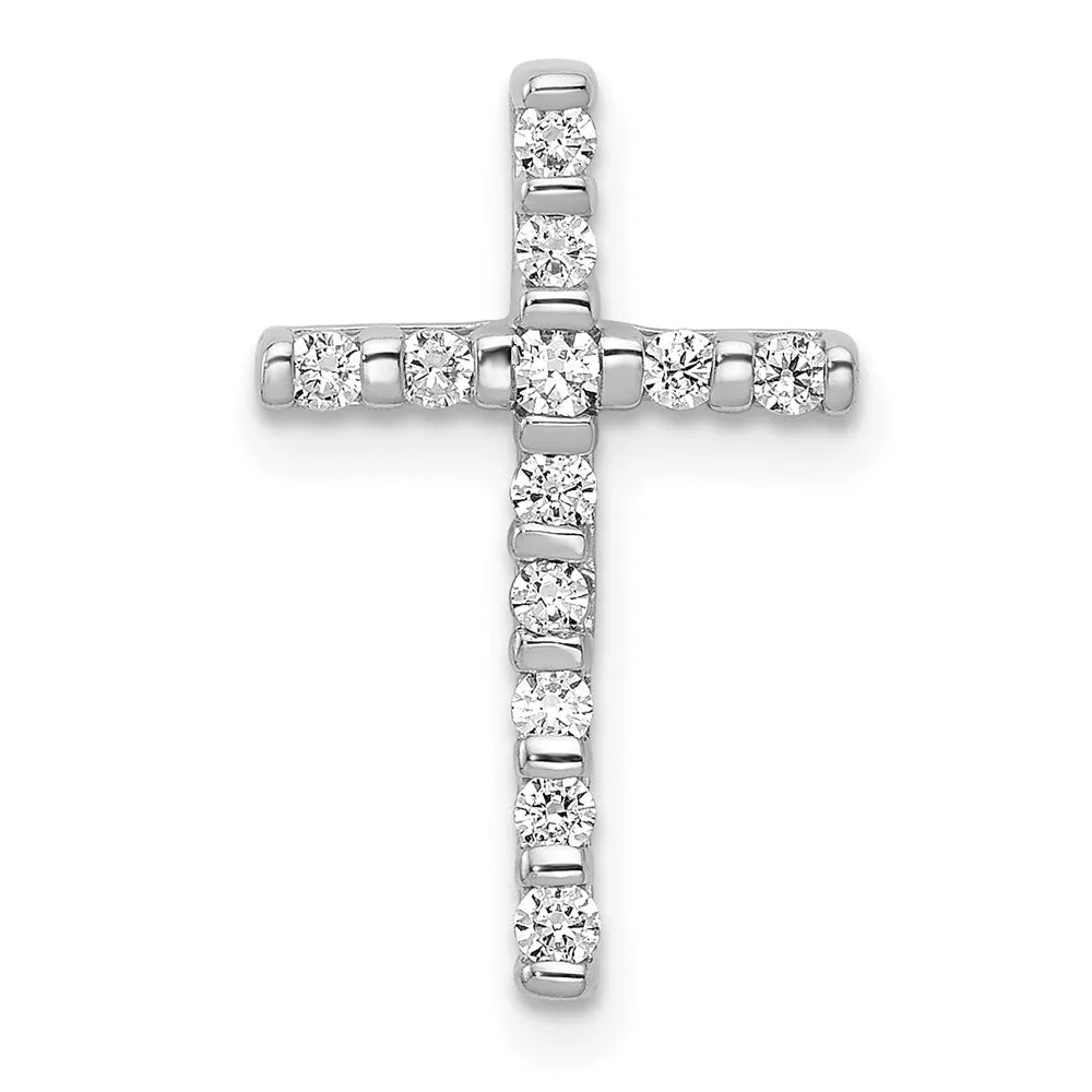 14k White Gold 1/4ct. Diamond Cross Chain Slide