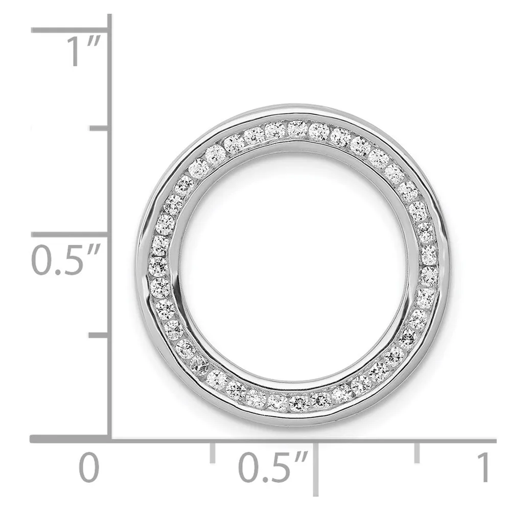 14k White Gold 3/8ct. Diamond Channel Set Large Circle Chain Slide