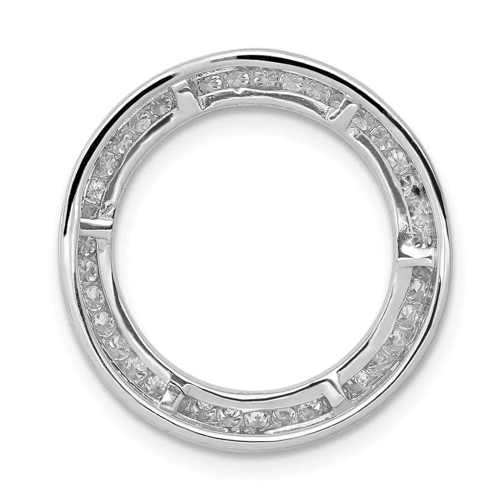14k White Gold 3/8ct. Diamond Channel Set Large Circle Chain Slide