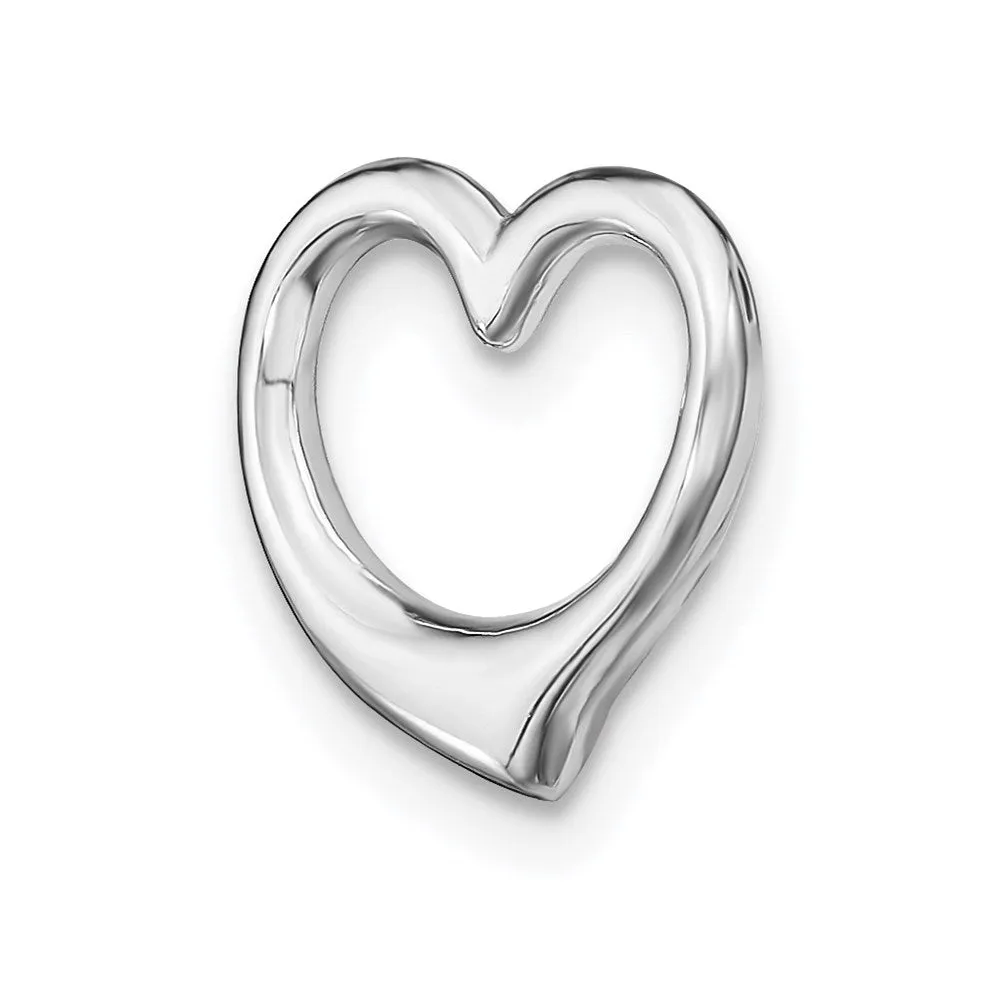 14K White Gold Polished Heart Chain Slide