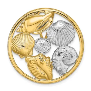 14K with White Gold Rhodium Shell Cluster in Circle Slide