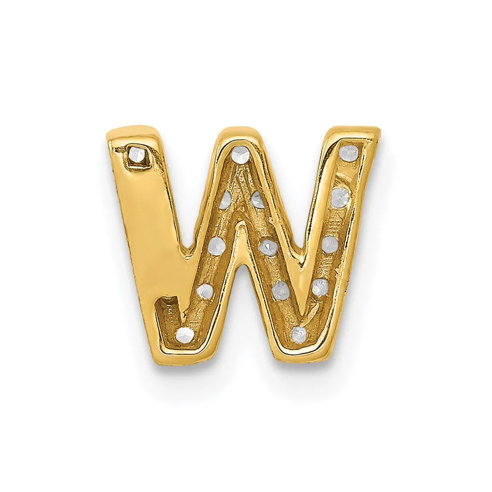 14k Yellow Gold Diamond Letter W Initial Charm