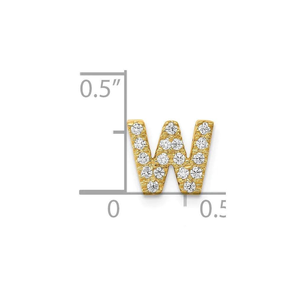 14k Yellow Gold Diamond Letter W Initial Charm