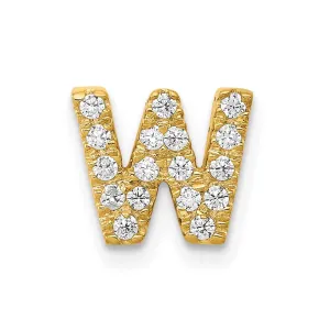 14k Yellow Gold Diamond Letter W Initial Charm