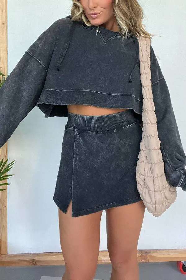 2024 New Lounge Washed Hoodie Skort Set (Buy 2 Free Shipping)