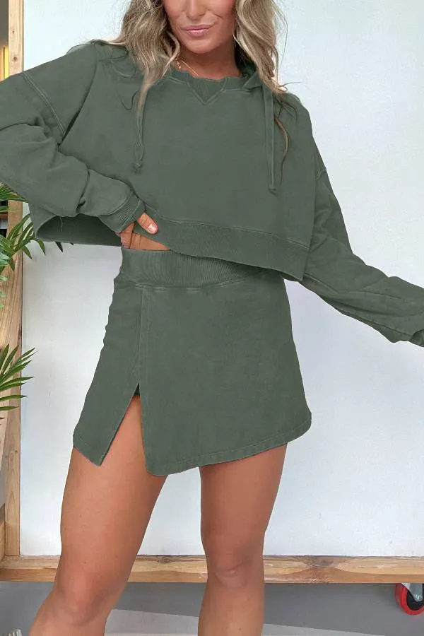 2024 New Lounge Washed Hoodie Skort Set (Buy 2 Free Shipping)