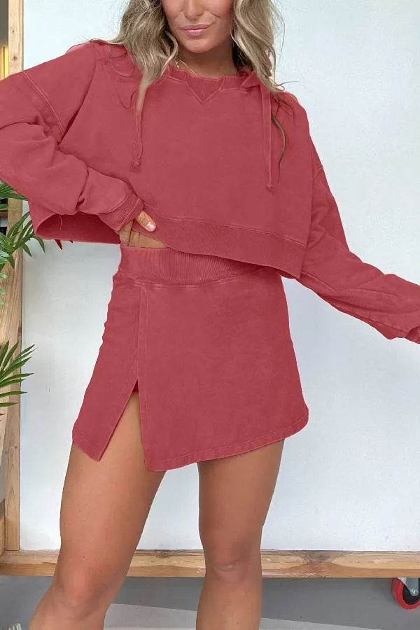 2024 New Lounge Washed Hoodie Skort Set (Buy 2 Free Shipping)
