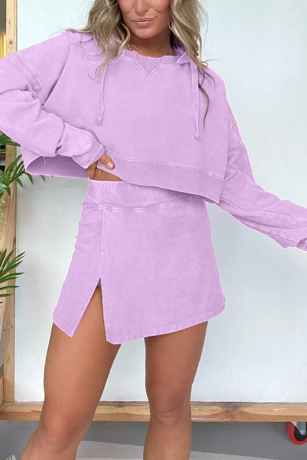 2024 New Lounge Washed Hoodie Skort Set (Buy 2 Free Shipping)