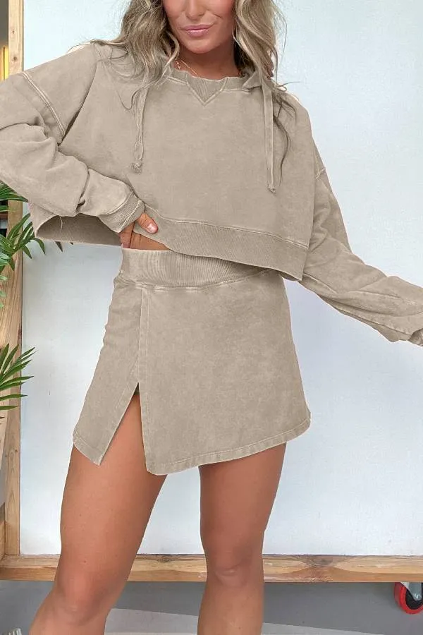 2024 New Lounge Washed Hoodie Skort Set (Buy 2 Free Shipping)