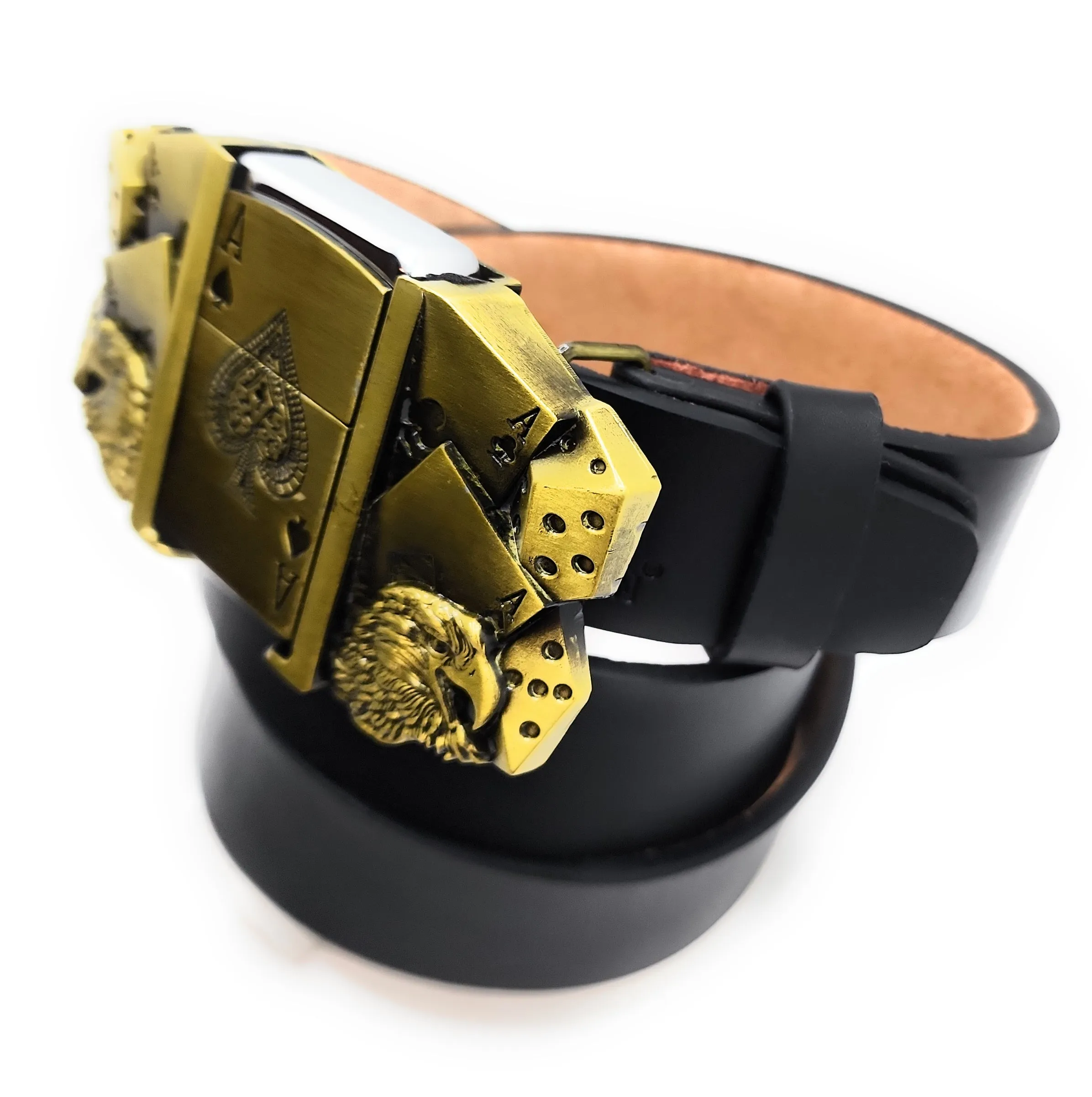 Aces Dice Eagles Lighter Belt (Leather) WITH Ace of Spades LIGHTER