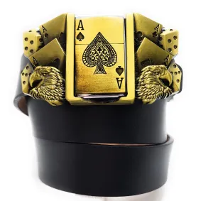 Aces Dice Eagles Lighter Belt (Leather) WITH Ace of Spades LIGHTER