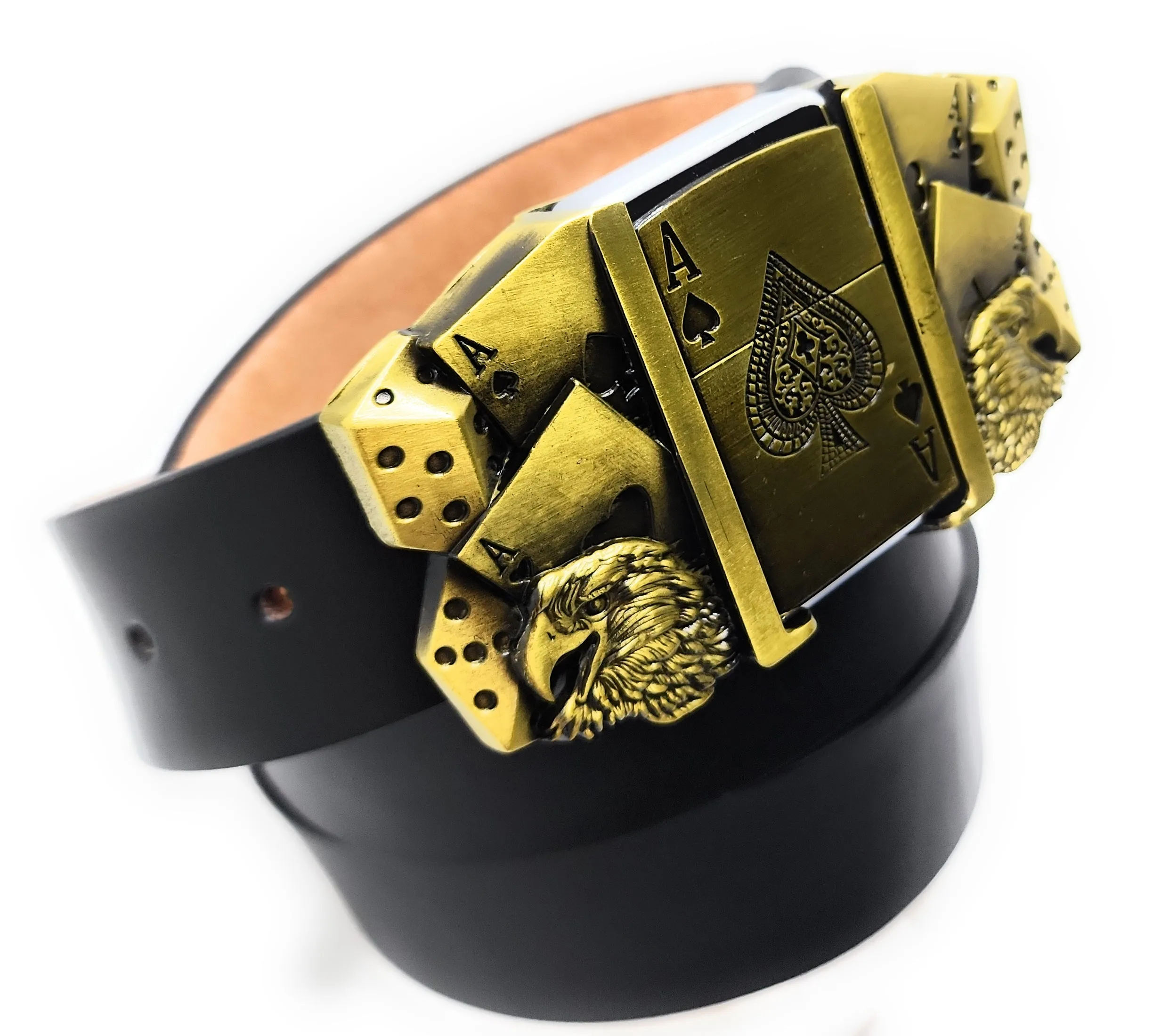 Aces Dice Eagles Lighter Belt (Leather) WITH Ace of Spades LIGHTER