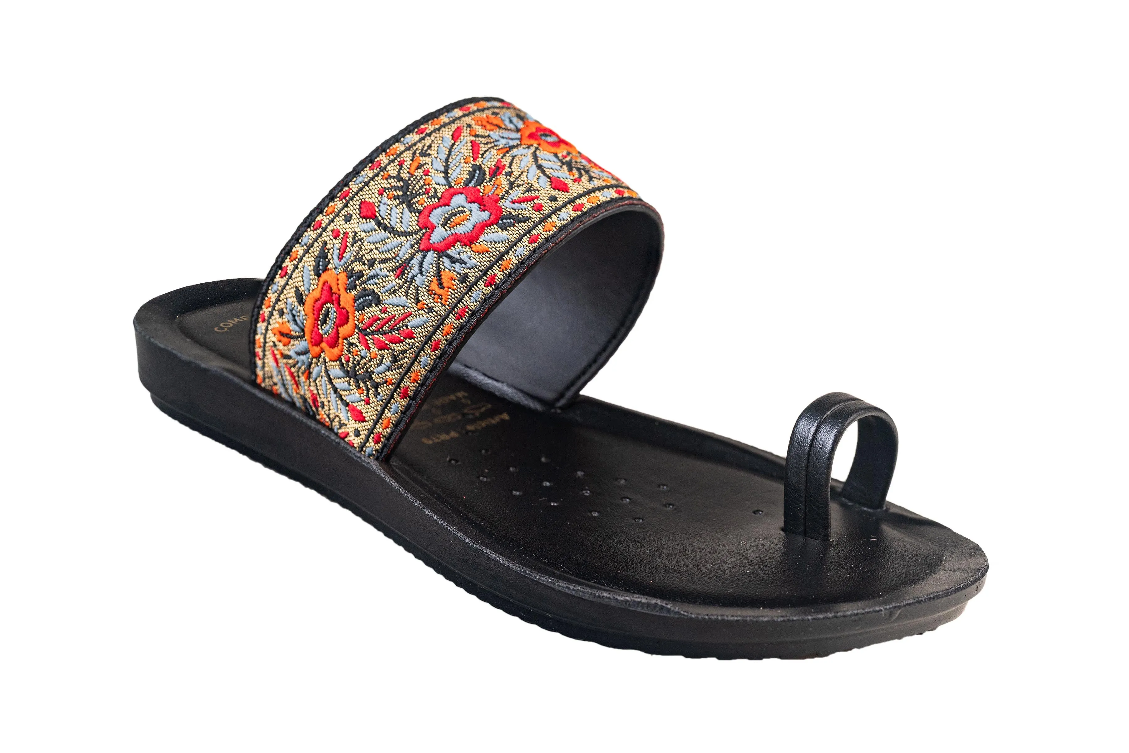 Aeroblu Ladies Black Chappal PU (Cs Pu C Prt9)