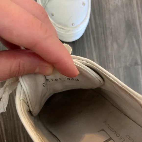 AGL White and Gold Studded Lace-Up Leather Sneaker Size 36.5