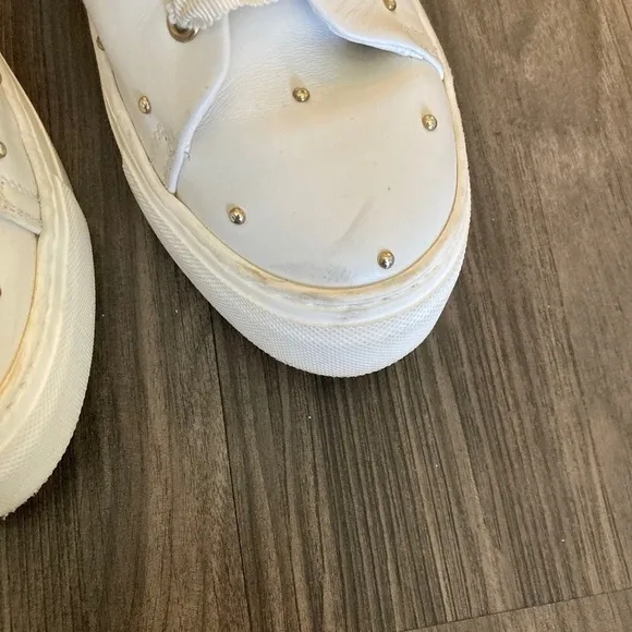 AGL White and Gold Studded Lace-Up Leather Sneaker Size 36.5