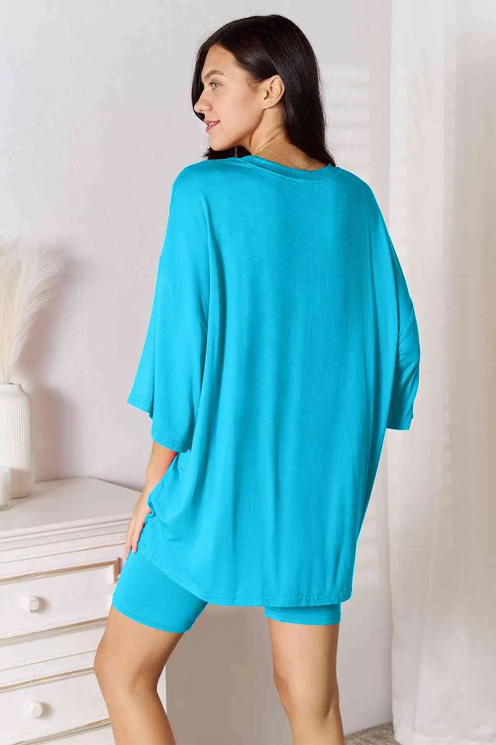 Andrea Basic Bae Full Size Soft Rayon Three-Quarter Sleeve Top and Shorts Set