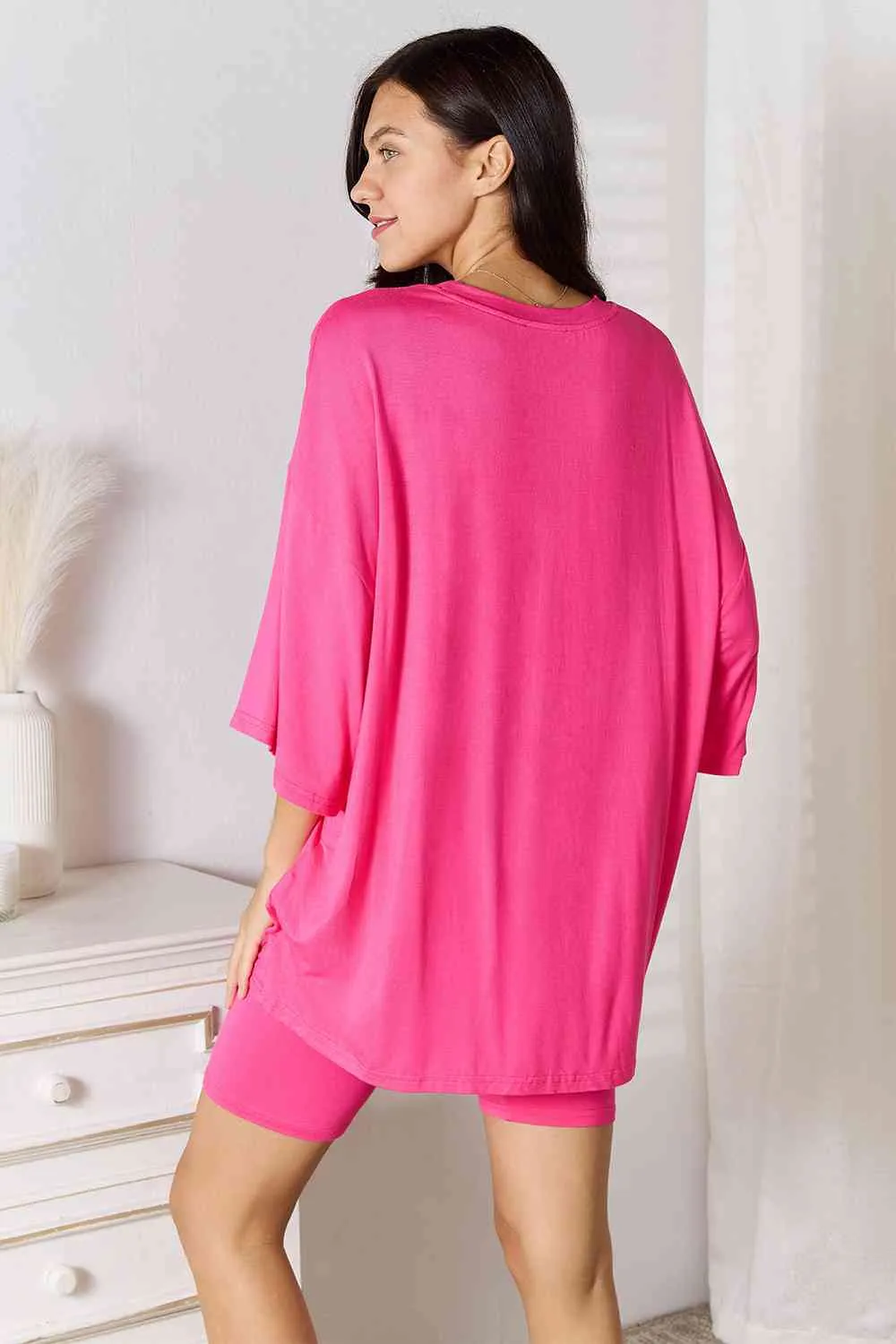 Andrea Basic Bae Full Size Soft Rayon Three-Quarter Sleeve Top and Shorts Set