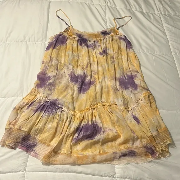Anthropologie Tie-Dye Mini Tunic Dress Slip Dress Bohemian Festival Ballet core