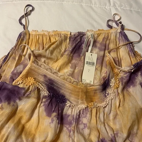 Anthropologie Tie-Dye Mini Tunic Dress Slip Dress Bohemian Festival Ballet core