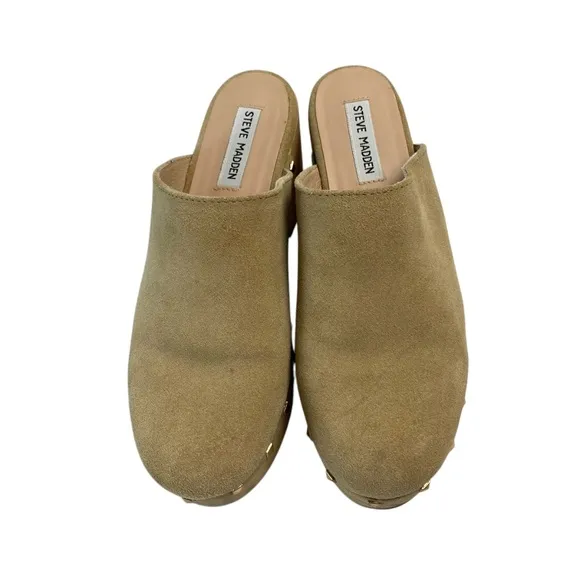 ANTHROPOLOGIE X STEVE MADDEN Brooklyn Clog Taupe Suede Leather Size 7.5