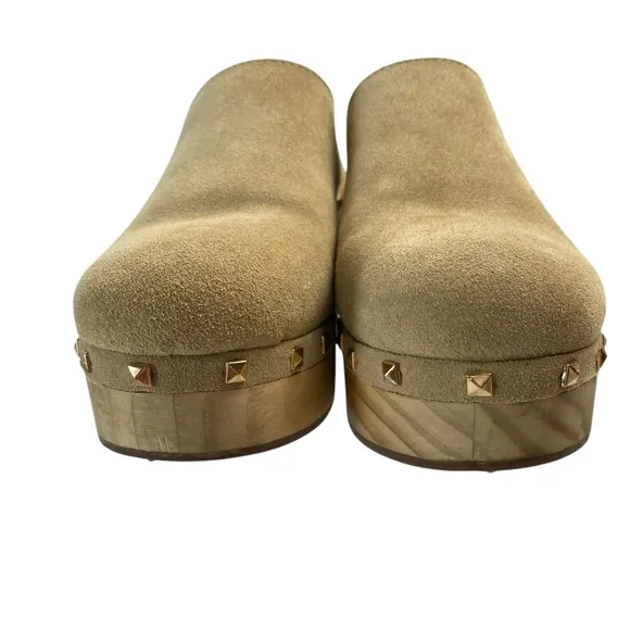 ANTHROPOLOGIE X STEVE MADDEN Brooklyn Clog Taupe Suede Leather Size 7.5