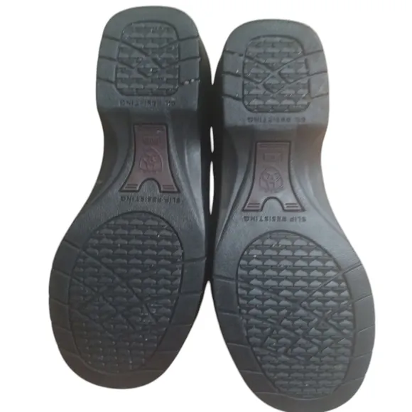 ARIAT Black Leather Safety Clog Womens Slip-On Steel Toe Work Shoe Size 6.5