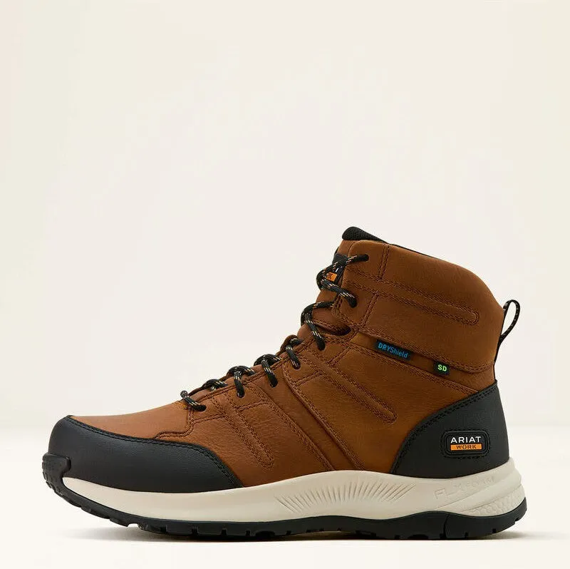Ariat Men's Outpace Shift 6" SD Comp Toe WP Work Boot- Brown- 10060891