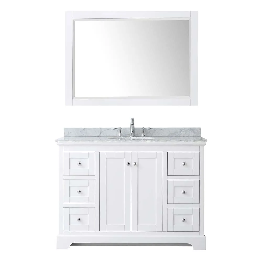 Avery 48 Inch Single Bathroom Vanity in White - Polished Chrome Trim