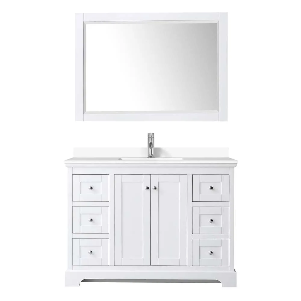 Avery 48 Inch Single Bathroom Vanity in White - Polished Chrome Trim