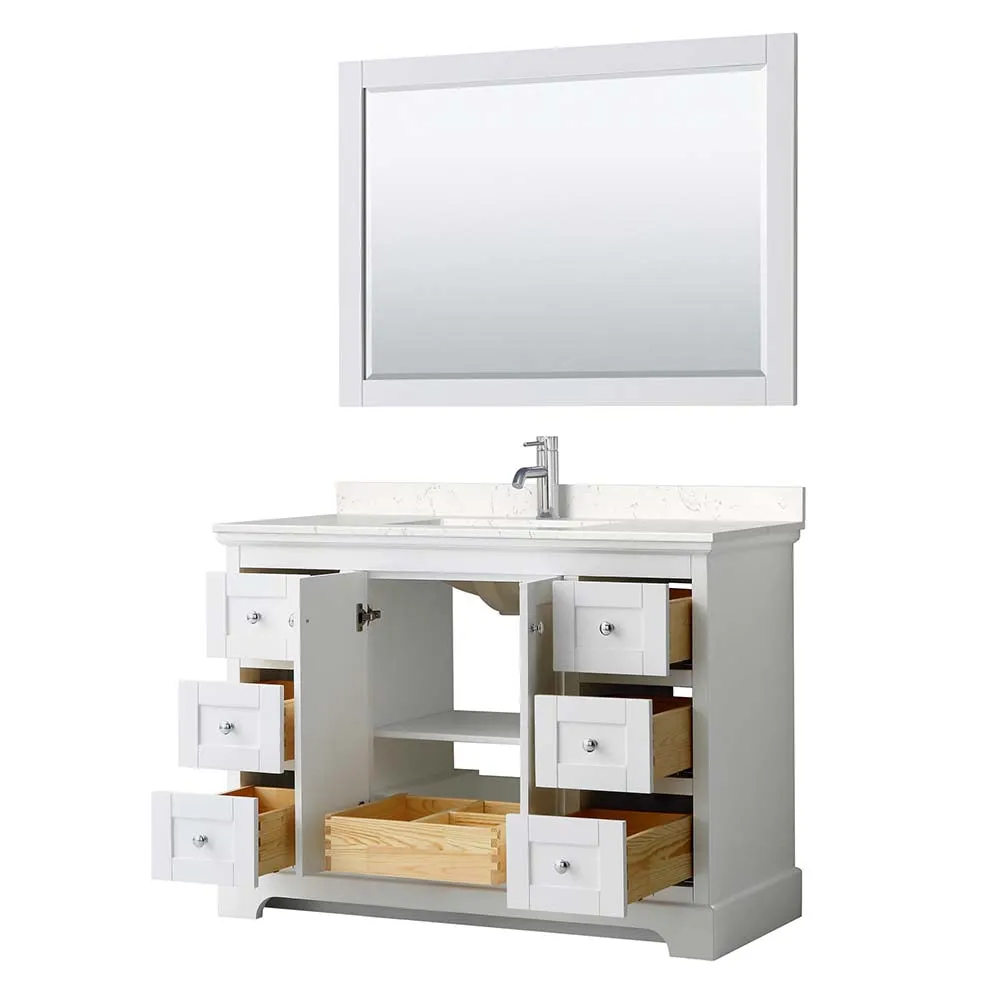 Avery 48 Inch Single Bathroom Vanity in White - Polished Chrome Trim