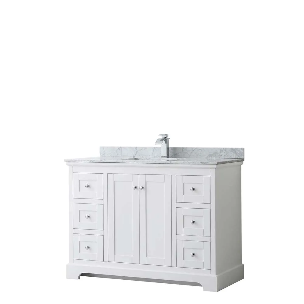 Avery 48 Inch Single Bathroom Vanity in White - Polished Chrome Trim