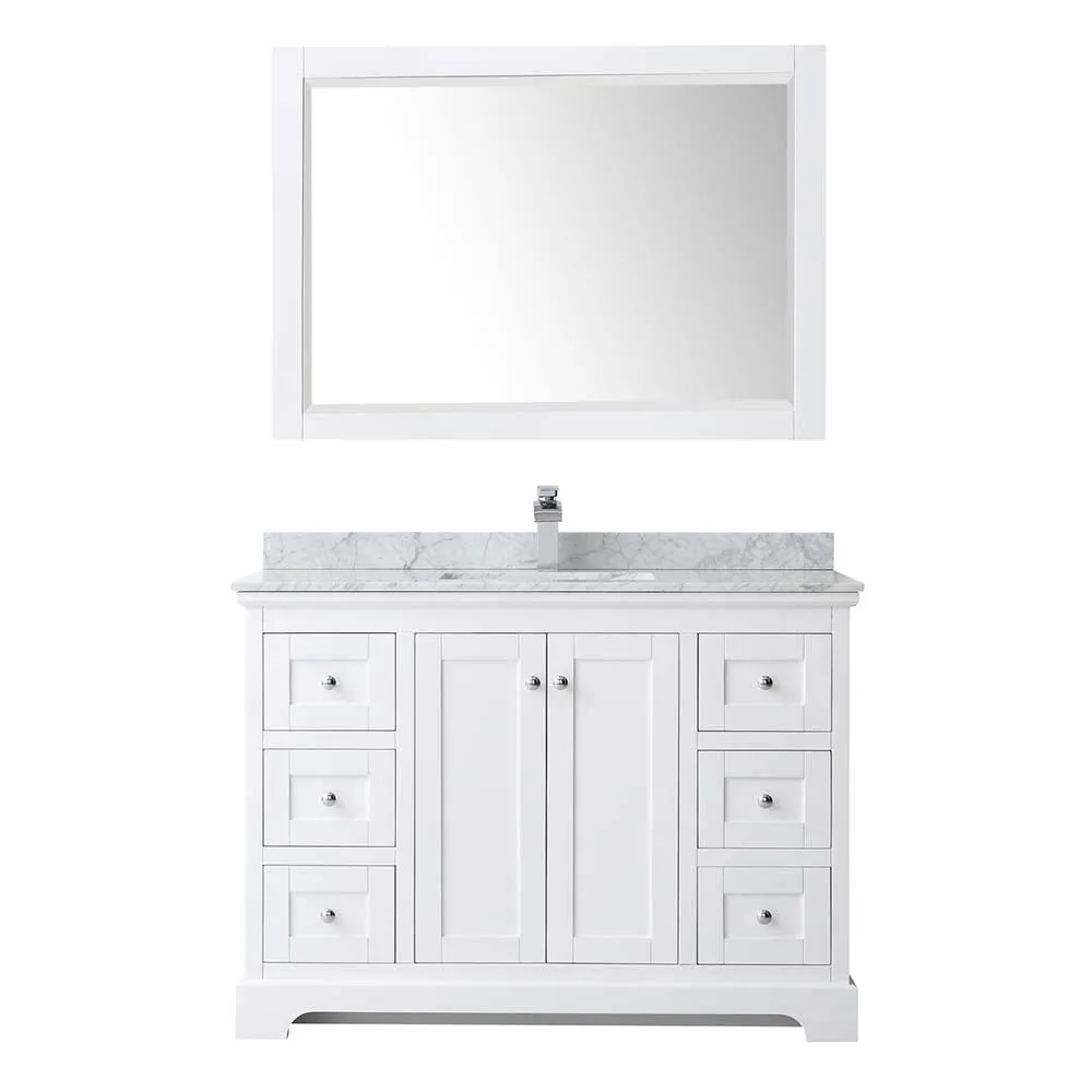 Avery 48 Inch Single Bathroom Vanity in White - Polished Chrome Trim