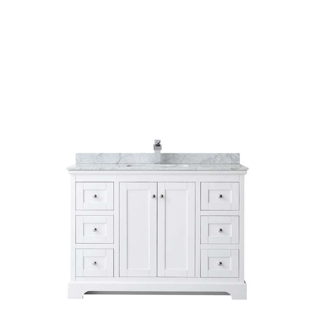 Avery 48 Inch Single Bathroom Vanity in White - Polished Chrome Trim