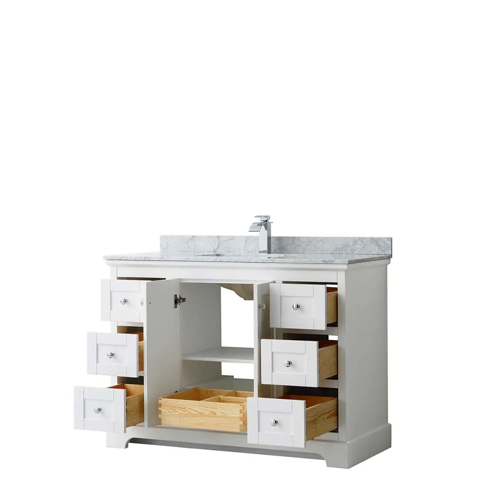 Avery 48 Inch Single Bathroom Vanity in White - Polished Chrome Trim
